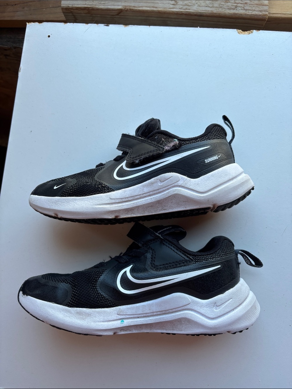 Nike Kids Black and White Velcro Athletic Sneakers